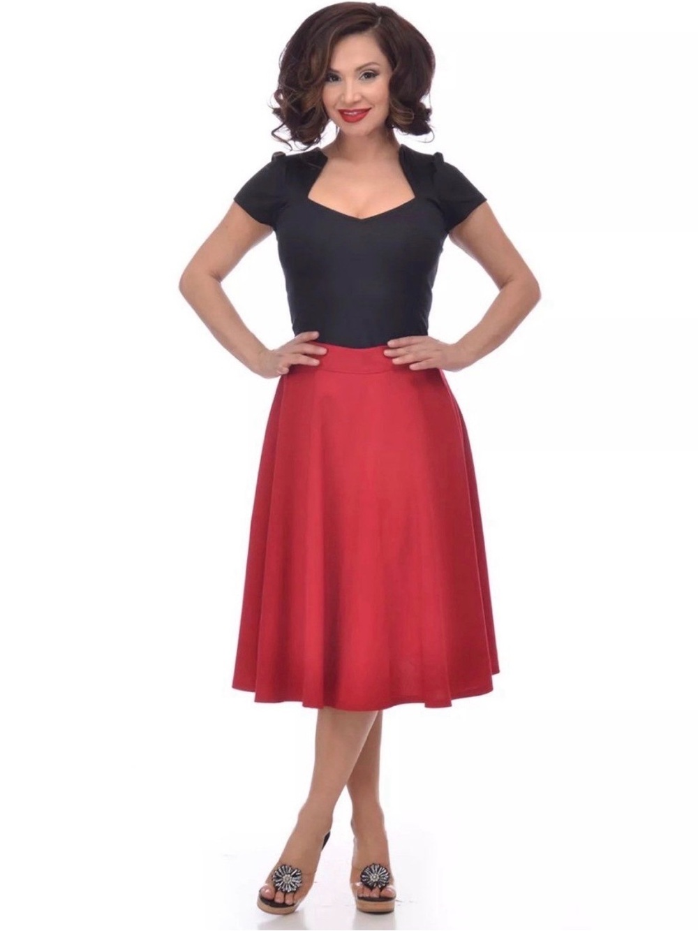 Steady Clothing High Waist Pinup Swing Circle Midi Skirt sz 3X